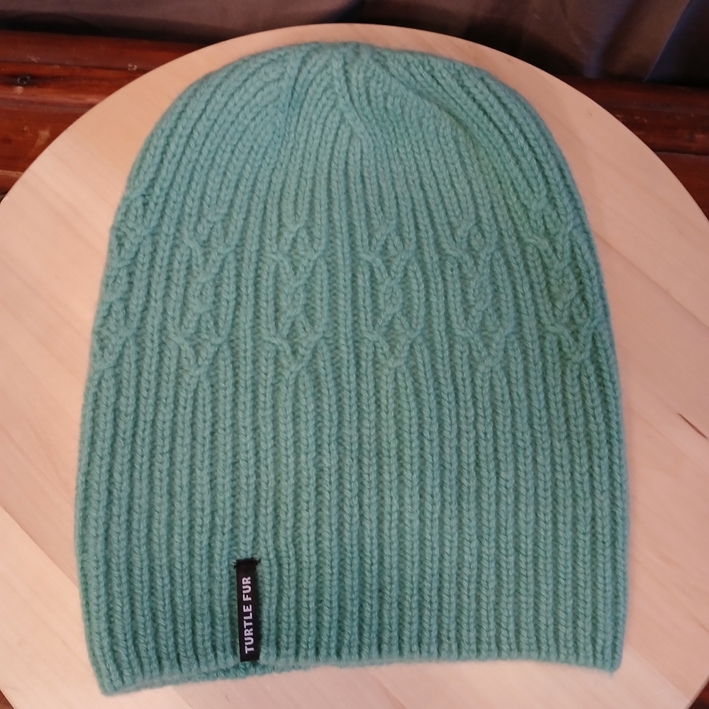 Turtle Fur Sea Foam Green Knit Beanie